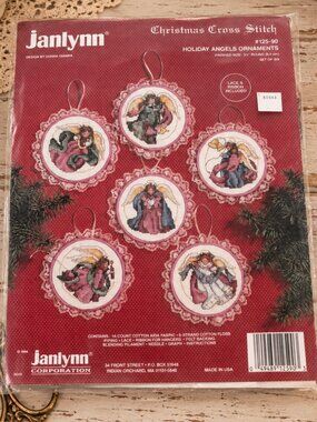 Vintage 1994 Janlynn Holiday Angels Cross Stitch Ornament Kit Set of 6 #125-90